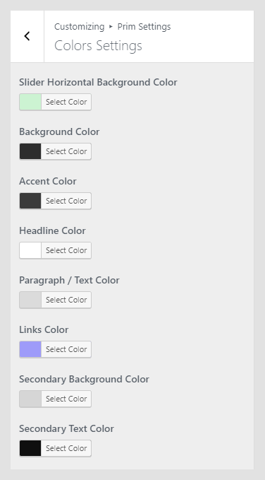 Binar WordPress theme documentation - Color Settings