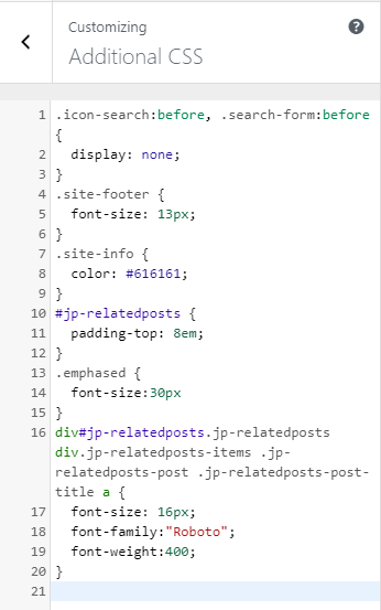 Reinform WordPress theme documentation - Additional CSS