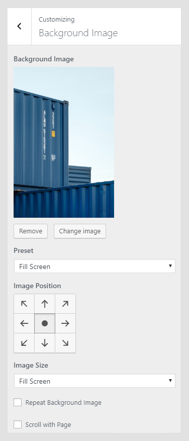 Renzo WordPress theme documentation - Background Image