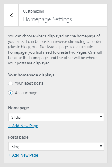 Deppo WordPress theme documentation - Homepage Settings