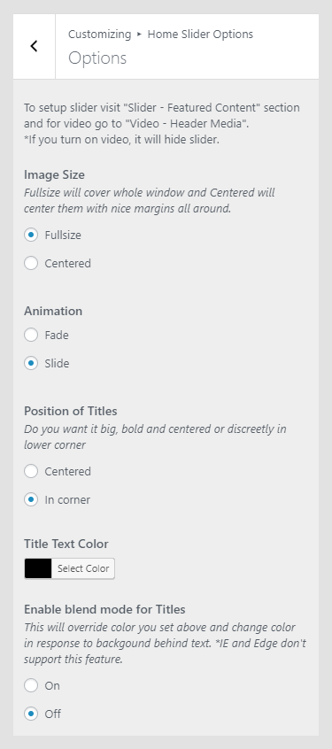Deppo WordPress theme documentation - Home Slider Options