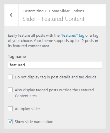 Mosaico WordPress theme documentation - Slider - Featured Content
