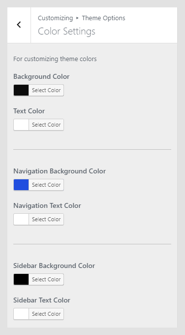 Renzo WordPress theme documentation - Color Settings