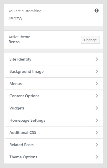 Renzo WordPress theme documentation - Customization