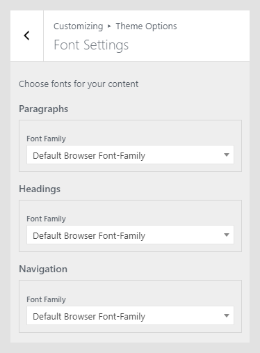 Renzo WordPress theme documentation - Font Settings