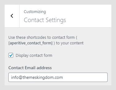 Aperitive WordPress theme documentation - Contact Settings
