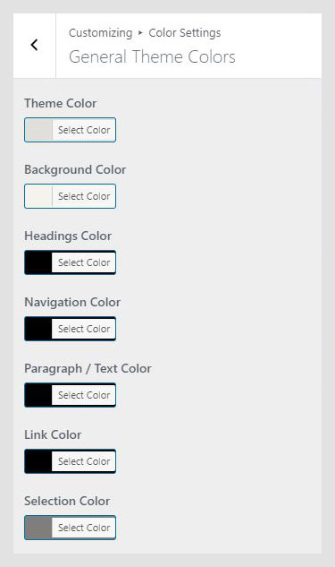 Coup WordPress theme documentation - General Theme Colors