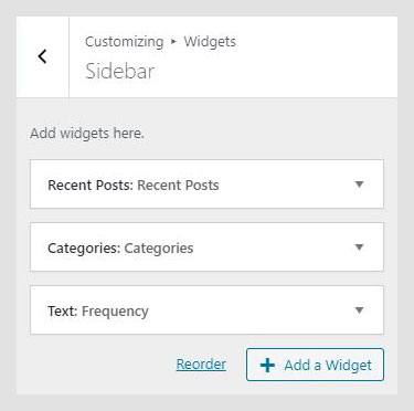 Frequency WordPress theme documentation - Sidebar