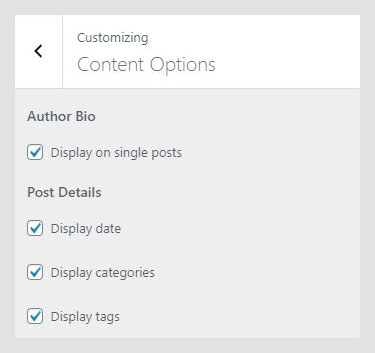 Gira WordPress theme documentation - Content Options