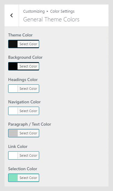 Obscuri WordPress theme documentation - General Theme Colors