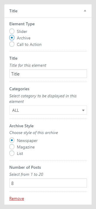 Stile WordPress theme documentation - Title - Archive