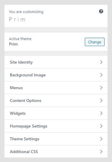 Prim WordPress theme documentation - Customization