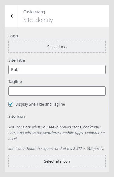 Ruta WordPress theme documentation - Site Identity