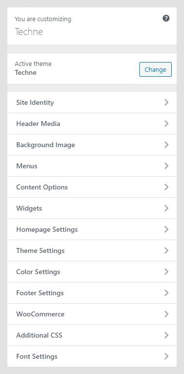 Techne WordPress theme documentation - Customizing the theme