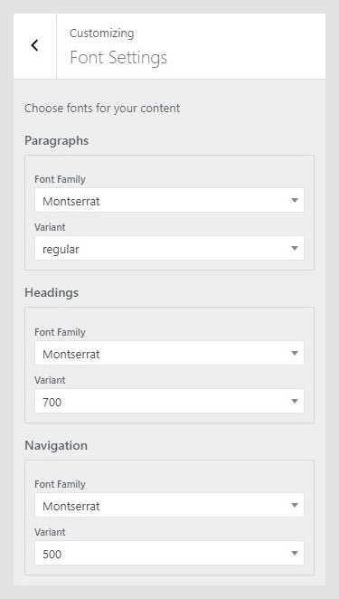 Techne WordPress theme documentation - Font Settings