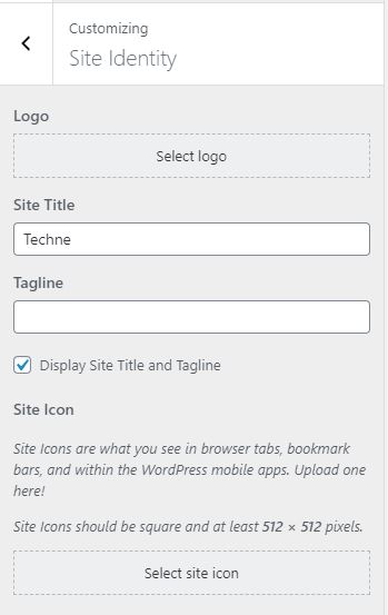 Techne WordPress theme documentation - Site Identity