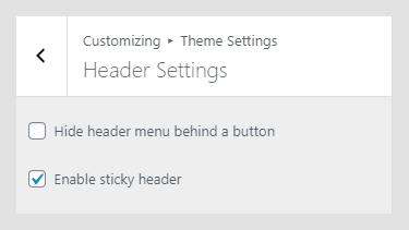 Rei WordPress theme documentation - Header Settings