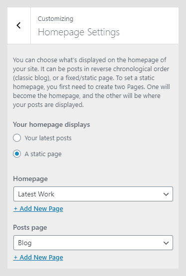 Eris WordPress theme documentation - Homepage Settings