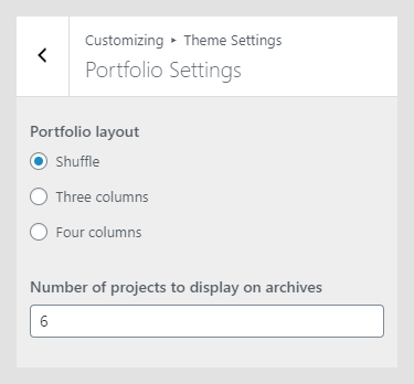 Rei WordPress theme documentation - Portfolio Settings