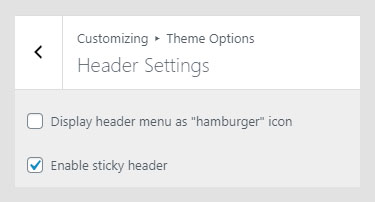 Phenomena WordPress theme documentation - Header Settings