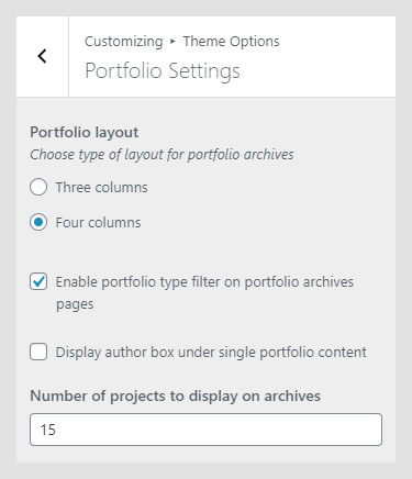 Phenomena WordPress theme documentation - Portfolio Settings