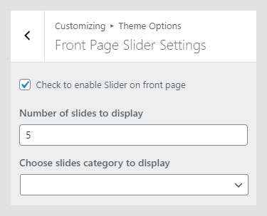 Phenomena WordPress theme documentation - Front Page Slider Settings