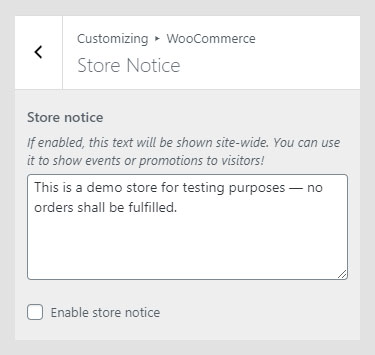 Goodz WordPress theme documentation - Store Notice