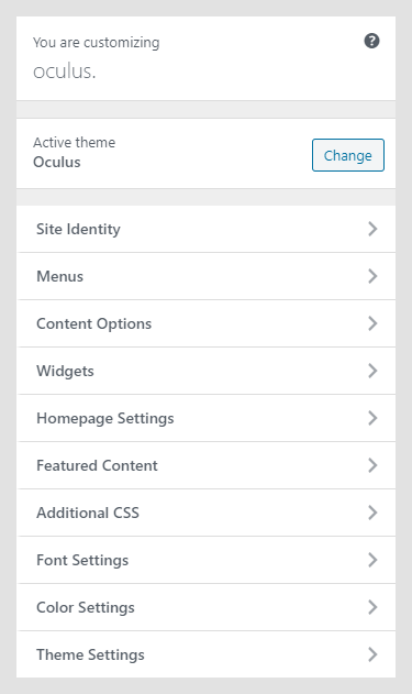 Oculus WordPress theme documentation - Customization