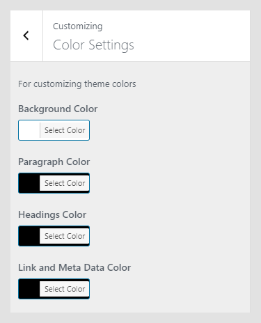 Cerebro WordPress theme documentation - Color Settings