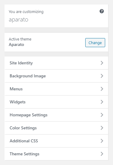 Aparato WordPress theme documentation - customization