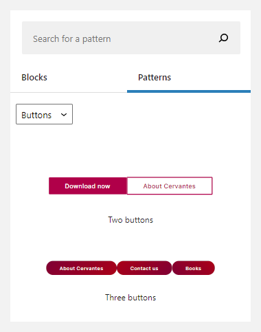 Vesta WordPress theme documentation - Pattern search