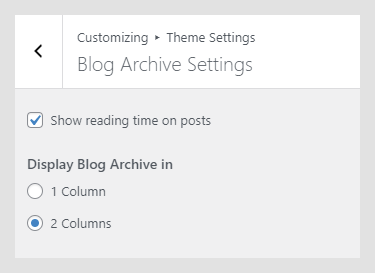Clarita WordPress theme documentation - Blog Archive Settings