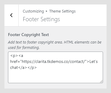 Clarita WordPress theme documentation - Footer Settings