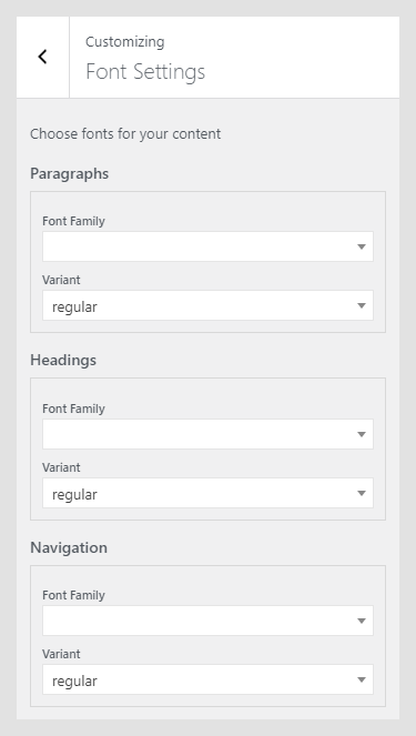 Canvi WordPress theme documentation - Font Settings