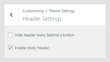 Canvi WordPress theme documentation - Header Settings