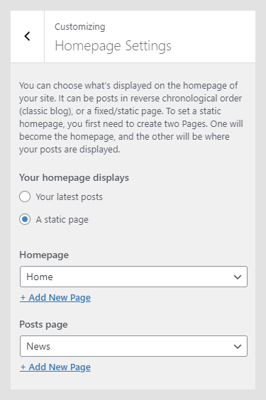 Canvi WordPress theme documentation - Homepage Settings