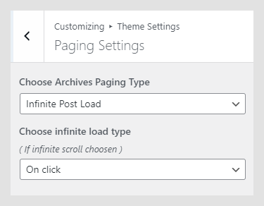 Canvi WordPress theme documentation - Paging Settings