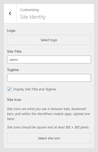 Canvi WordPress theme documentation - Site Identity